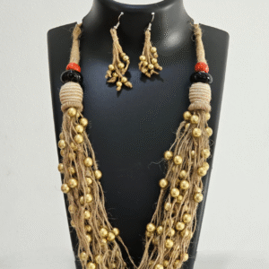 Golden Harmony Jute Pearl Necklace Set