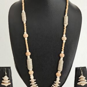 Handmade Natural Beige Eco Beaded Necklace Set