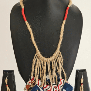 Rustic Rhythm Patchwork Jute Necklace Set
