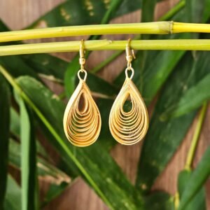 Fine Layered Bamboo Teardrop Earrings