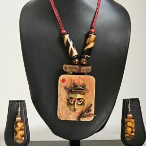 Tribal Goddess Face Pendant Set – Handmade Bamboo Jewelry