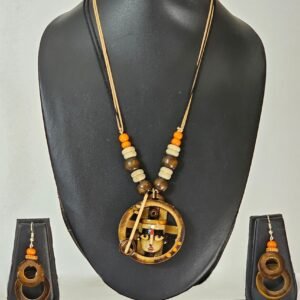 Guardian Spirit Round Bamboo Pendant Set – Handcrafted Tribal Jewelry