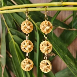 Triple Drop Star-Weave Bamboo Earrings