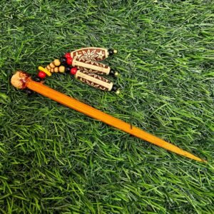 Handcrafted Bamboo Hair Stick with Beaded Danglers – Natural Hair Accessory