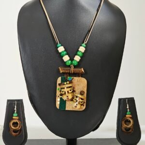 Tribal Twin Faces Pendant Set – Eco-Friendly Bamboo Jewelry