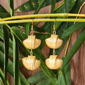 Twin Shell Fold Bamboo Earrings