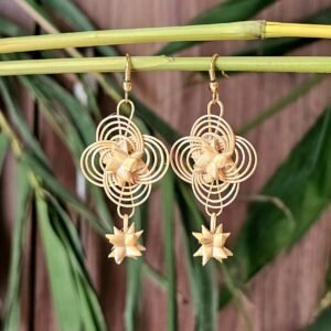 Intricate Handmade Bamboo Spiral and Star Earrings – Ethnic Boho Style