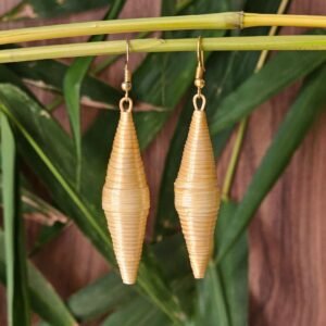 Natural Handmade Bamboo Cone Earrings – Minimalist Eco-Chic Accessory