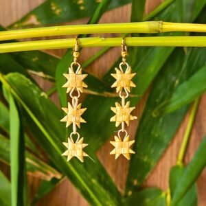 Tribal Gleam – Handwoven Bamboo Star Earrings
