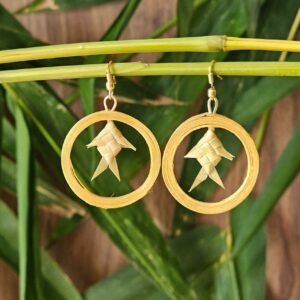 Bamboo Fish Drop Circle Earrings – Nature Charm
