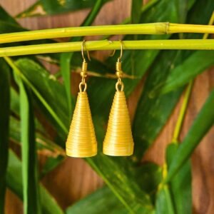 Bamboo Bell – Handcrafted Cone Drop Earrings