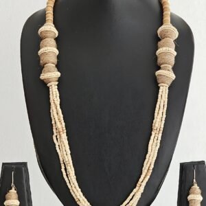 Natural Jute Beaded Layered Necklace Set