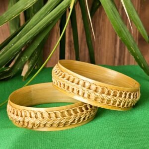 Braided Earth Bamboo Bangles – Pair of 2