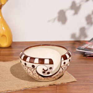Ceramic Yarn Bowl (Brown & Cream)