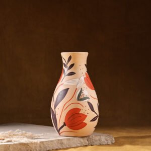 Hand-Painted Terracotta Floral Vase