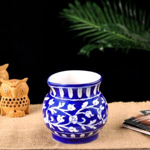 Blue Pottery Small Round Vase