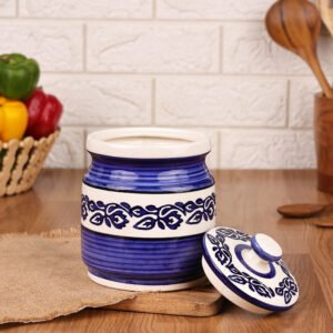 Blue Ceremic Storage Jar with Lid