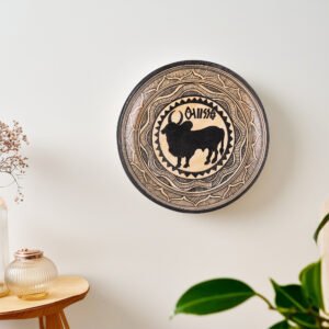Tribal Art Ceramic Wall Plate (Buffalo, 9.1 Inch)
