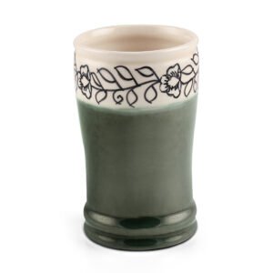 Green & White Ceramic Toothbrush Holder