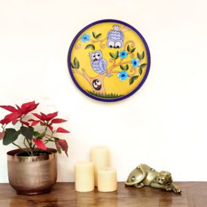 Blue Pottery Wall Plate (Owls, 8 Inch)